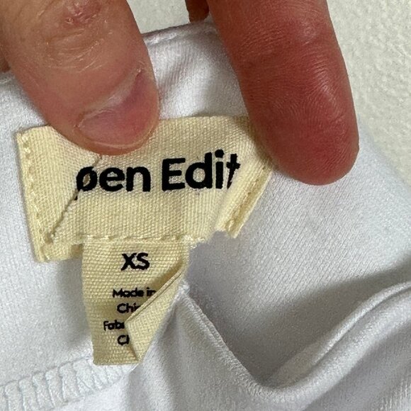 Nordstrom 2022 Open Edit White V-Neck Ponte Mini‎ Dress Size XS Sheath Slit Boho - Picture 8 of 11